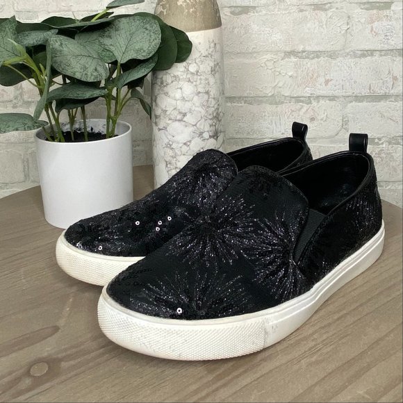 Steve Madden Shoes - Steve Madden | Black Sequin Crackle Loafer Sneaker